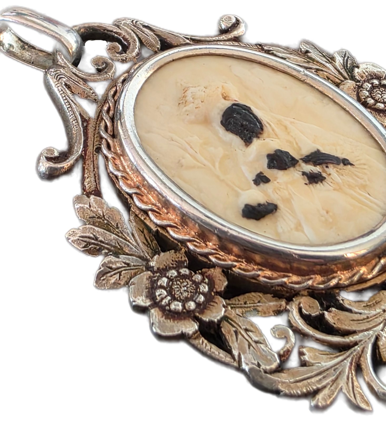 ANTIQUE BLACK MADONNA PENDANT Virgin Mary and Child Pendant Ca 1900