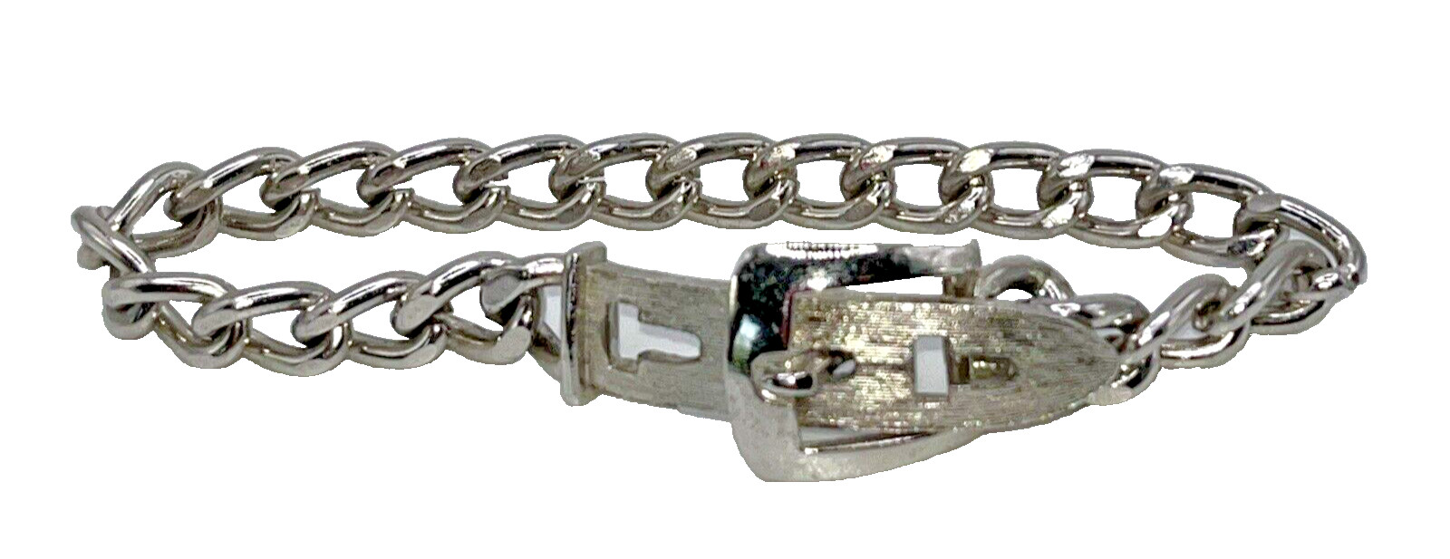 Vintage Avon Belt Buckle Chain Bracelet Silver Tone Adjustable 6062 7.25 in