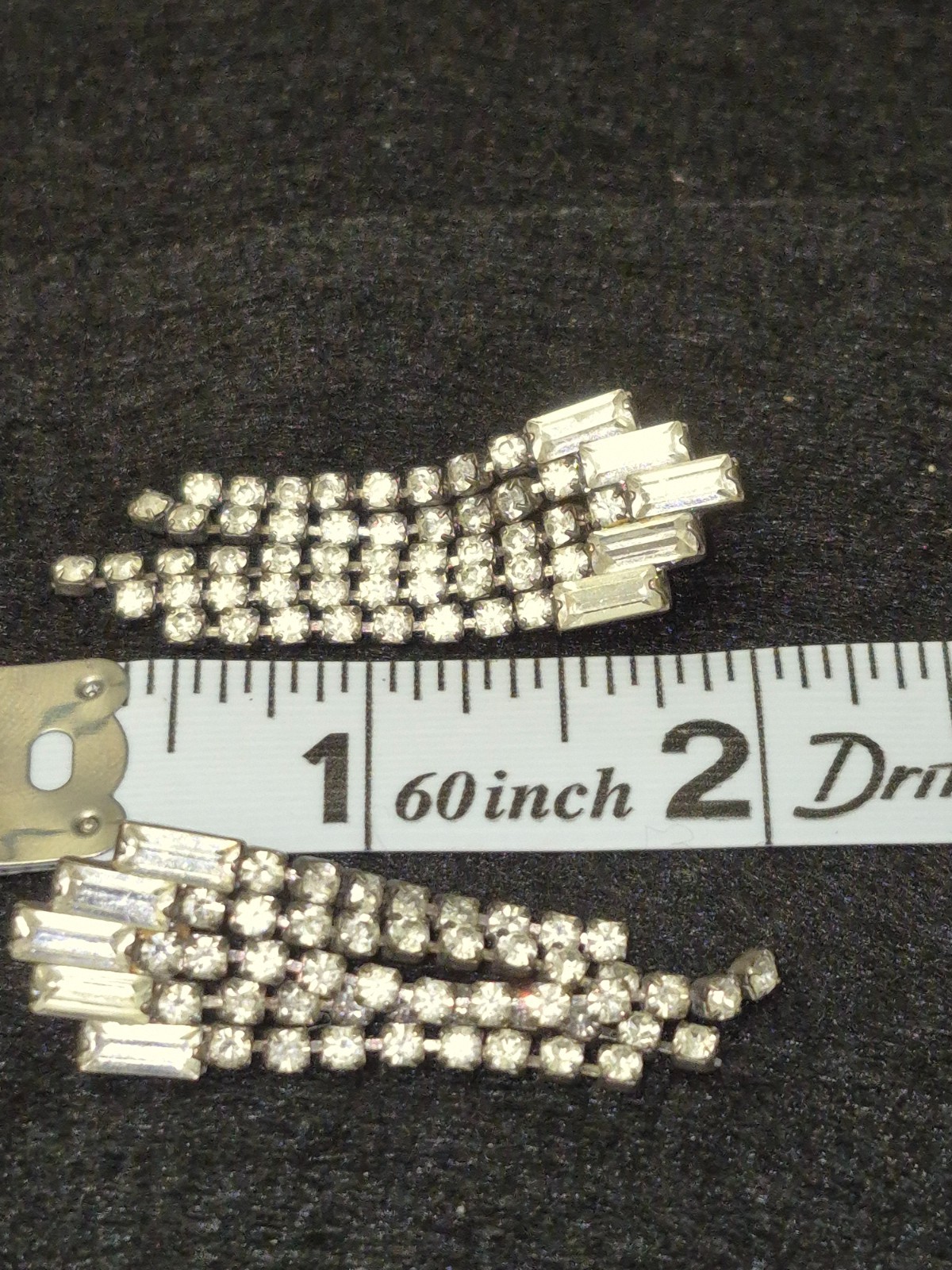 1950’s 1960s Vintage Rhinstone Earrings Art Deco-Nouveau post back