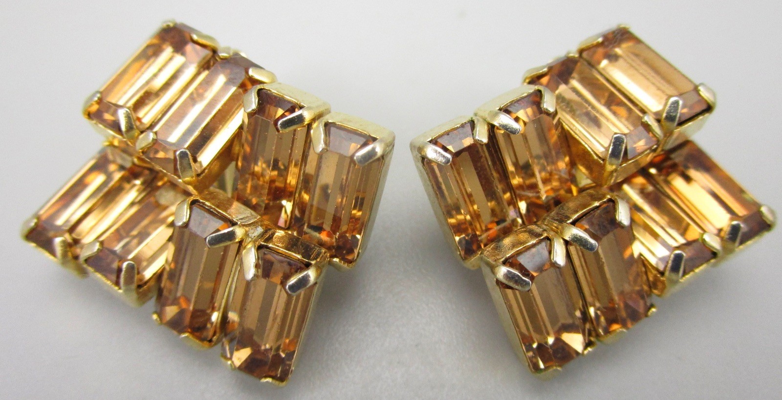 DAZZLING VINTAGE SIGNED WEISS TOPAZ RHINESTONE NECKLACE BRACELET EARRINGS SET