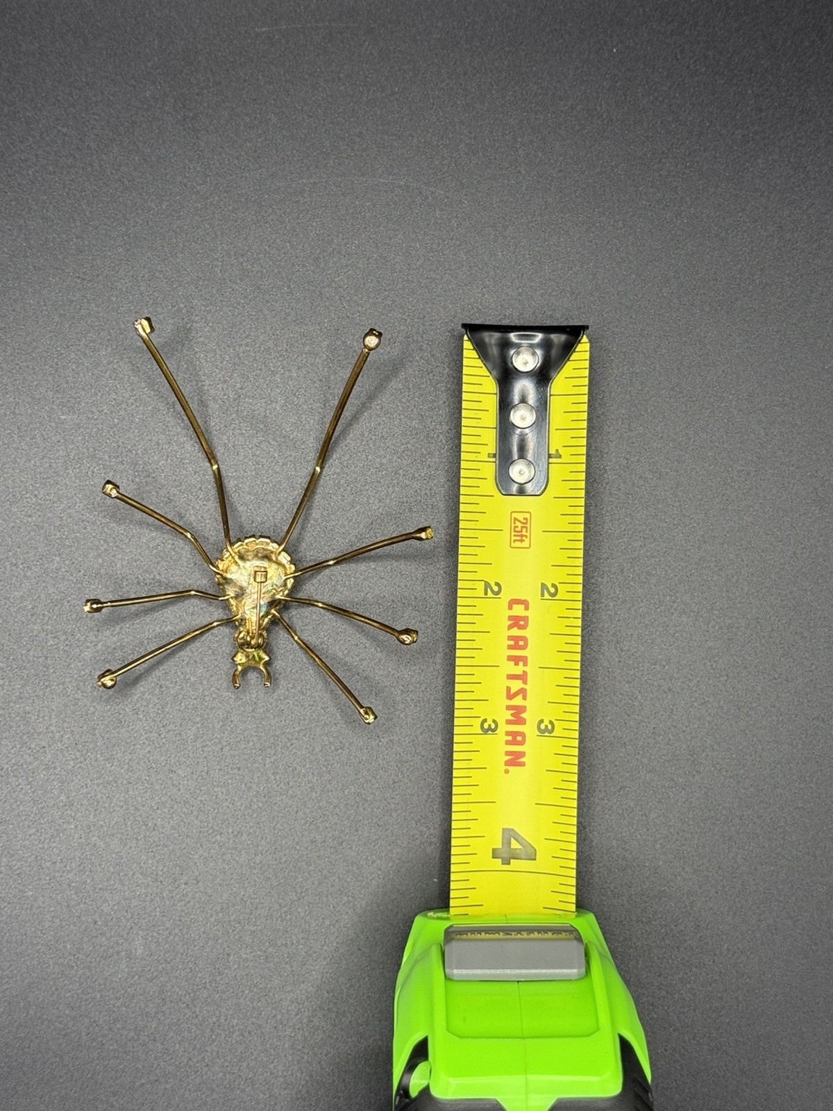 Vintage Gold Tone Rhinestone Spider Brooch