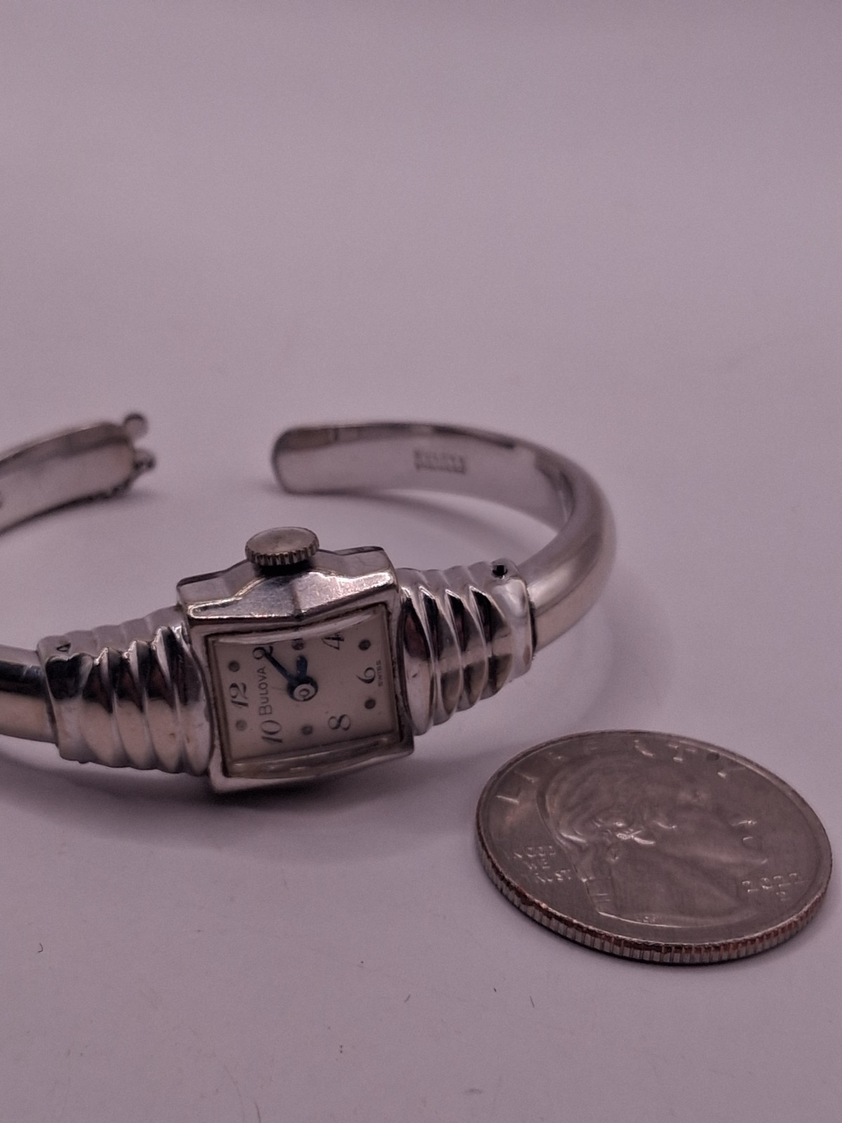 Vintage Bulova 10k Rolled White Gold Plate Manual Wind Ladies Watch Working