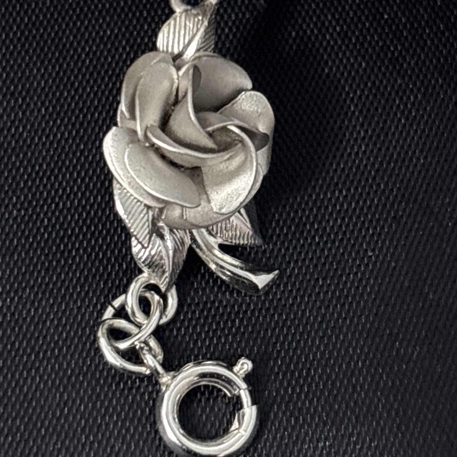 Vintage Sterling Silver Flowers Bracelet Six Roses Signed AC Estate 12g 6.8”