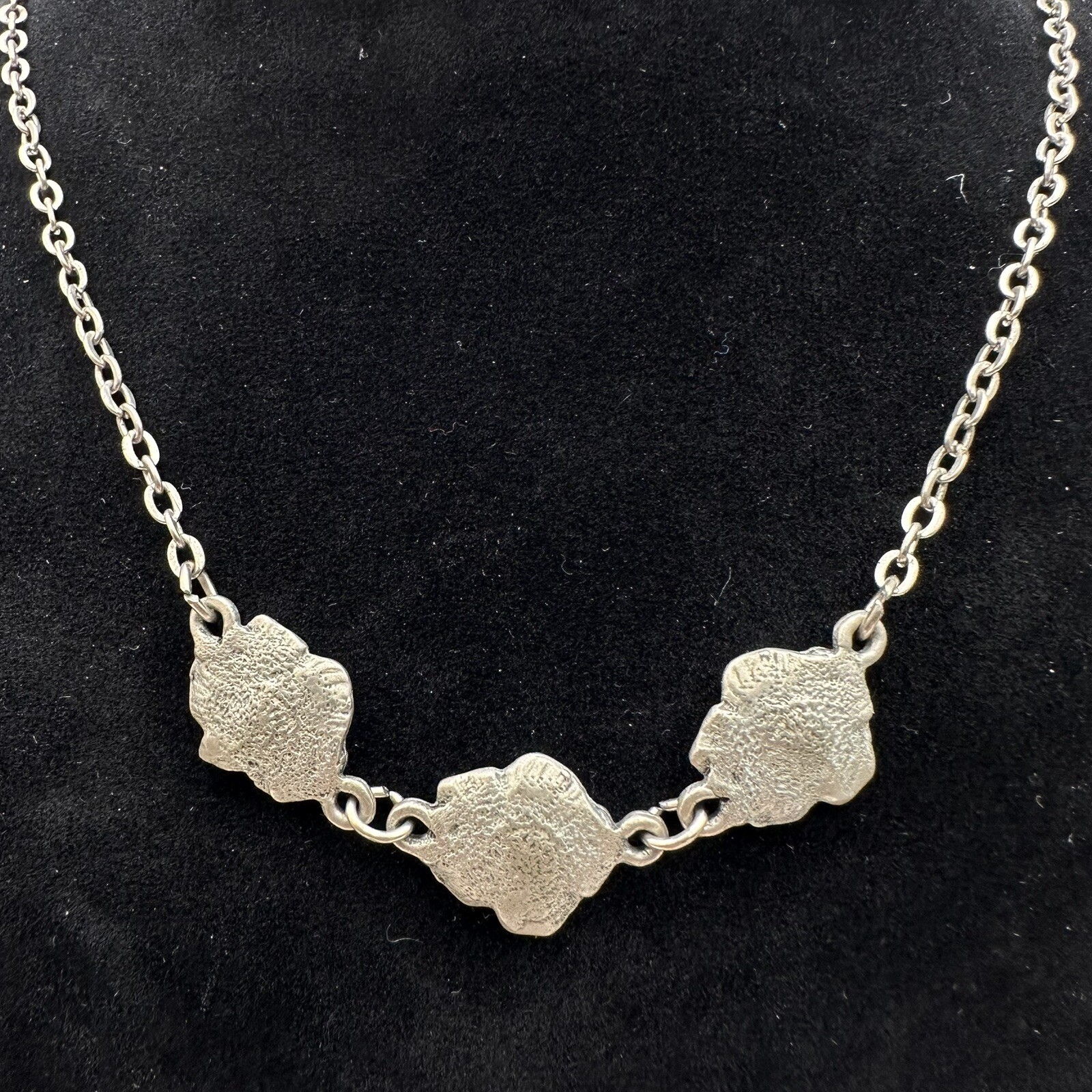 Y2K Pewter Floral Rose Charm Boho Chic Romance Witch Nature Goth Necklace Prom