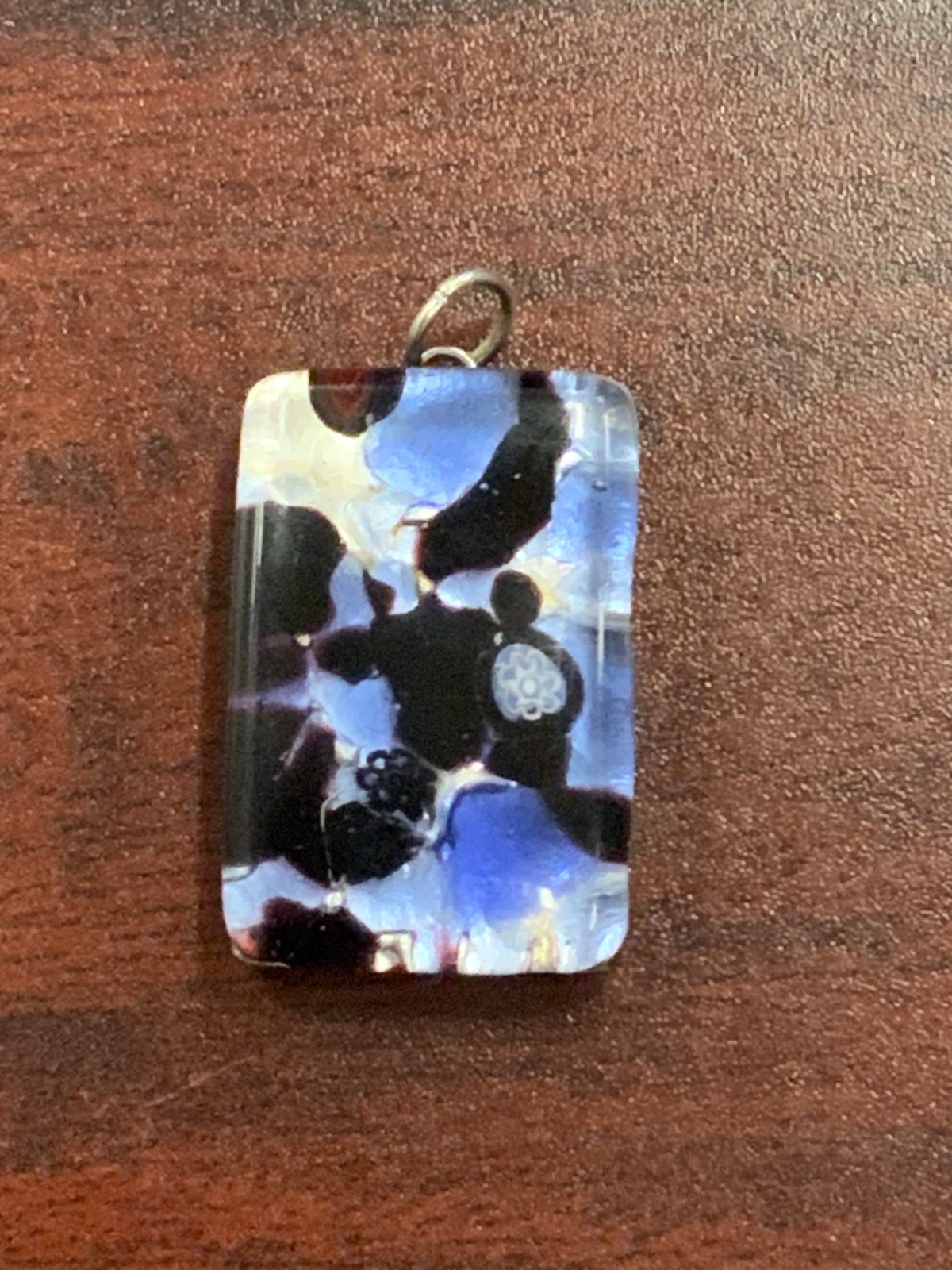 Murano Art Glass Pendant Only Vintage Black Blue Italy Di Vetro