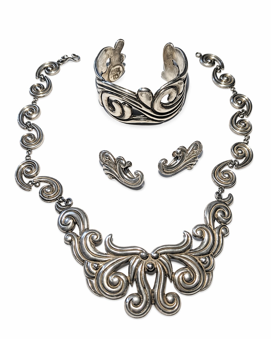 Los Castillo Taxco Sterling Silver Necklace Bracelet Earring Set #366 #461 #475