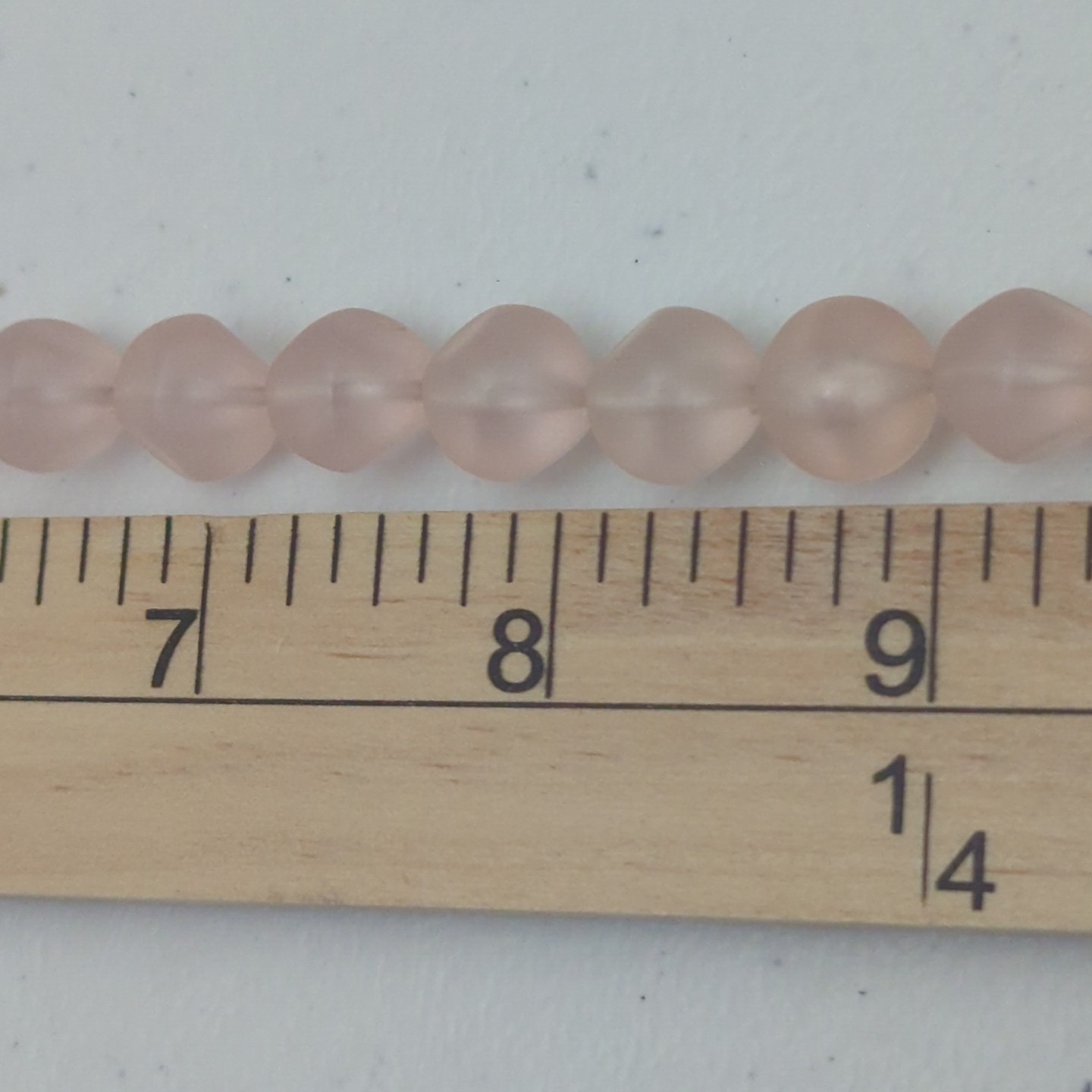 Vintage Frosted Pink Lucite Beaded Necklace Satin Finish Gold Tone Clasp