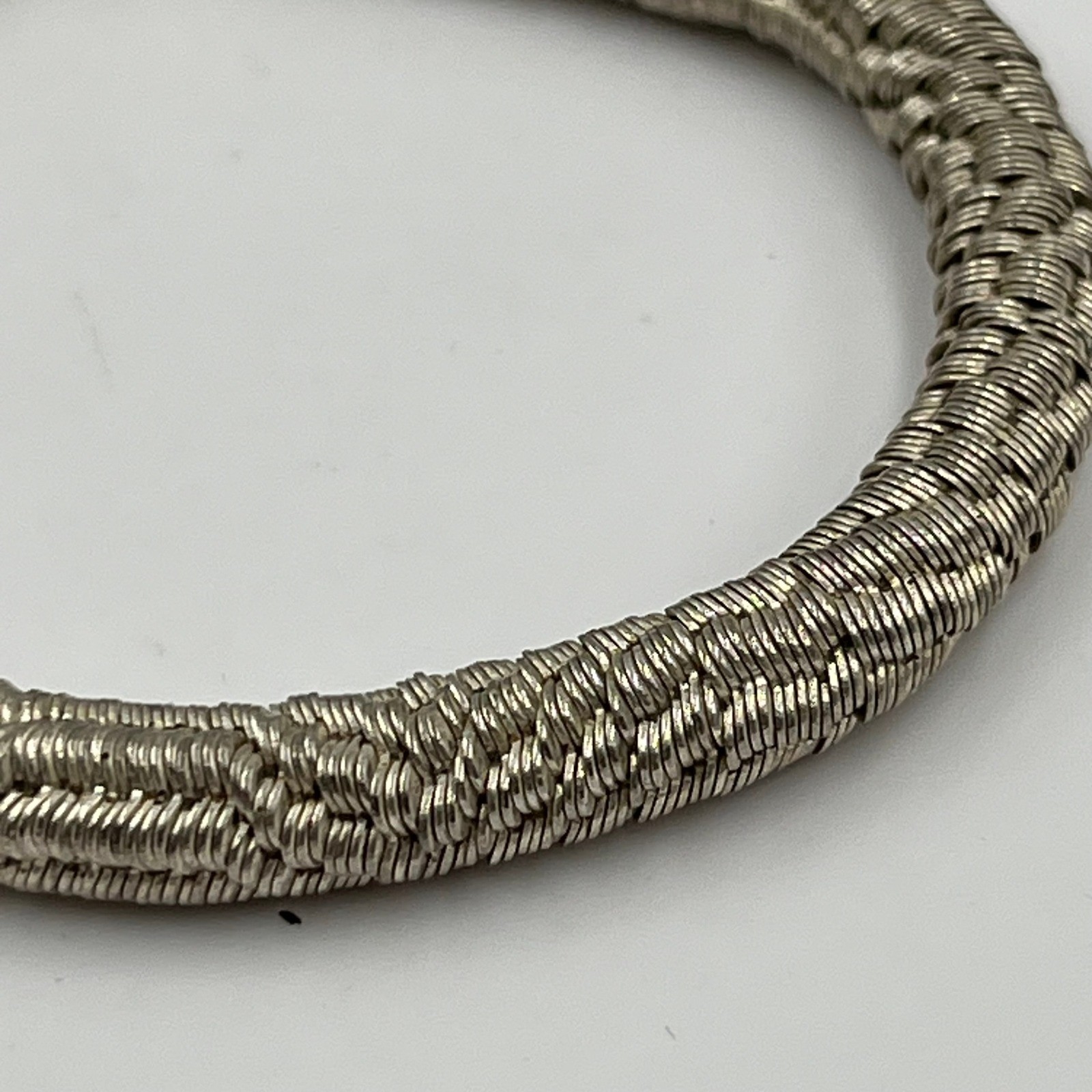 Vintage Silver Tone Coiled Wire Wrap Bracelet Textured Multi Strand Cuff Bangle