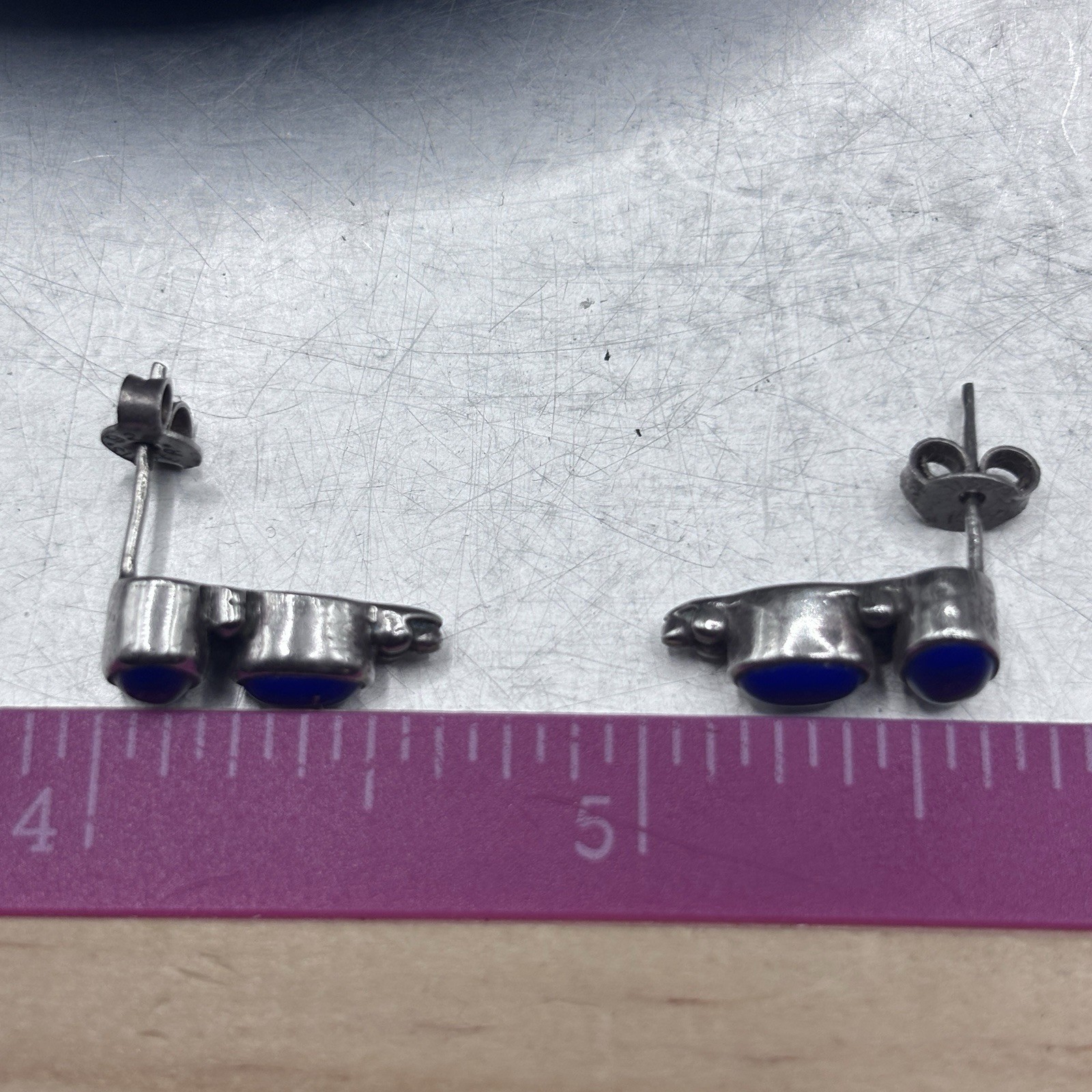 Cobalt Blue Lapis Lazuli Sterling Silver Pierced Earrings, Albuquerque, New Mex.