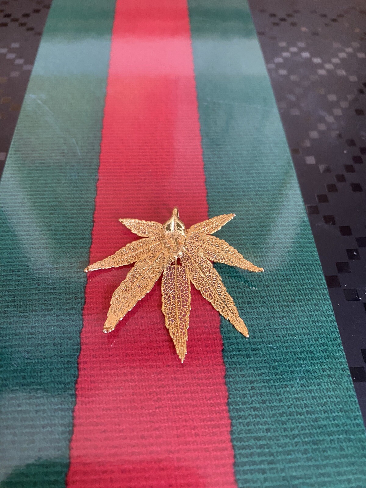 Vintage Gold Plated Dipped Japanese Maple Cannabis Leaf Pendant 1.75”
