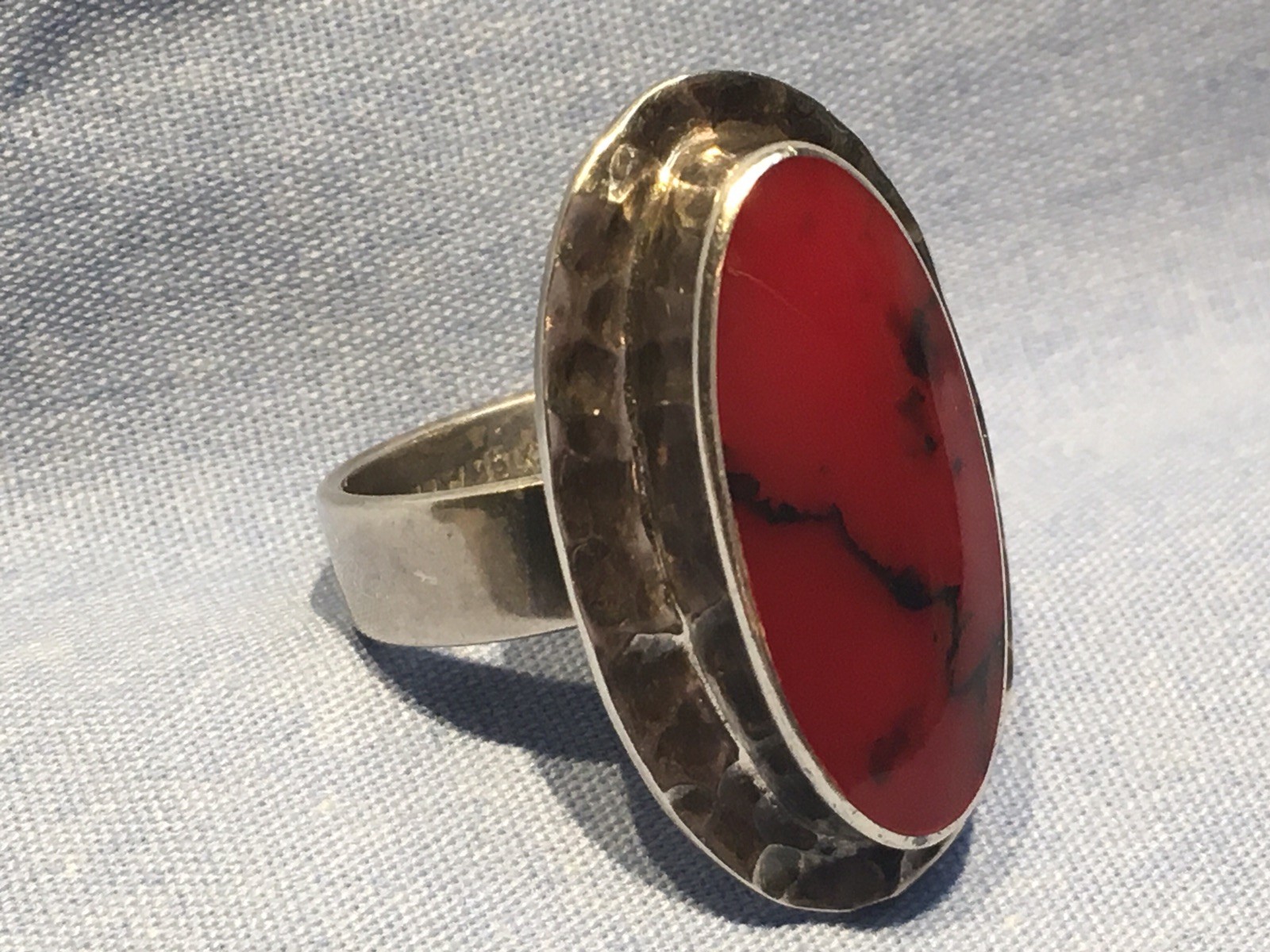 Vintage Sterling 925 Red Jasper Mexico ATI Size 7