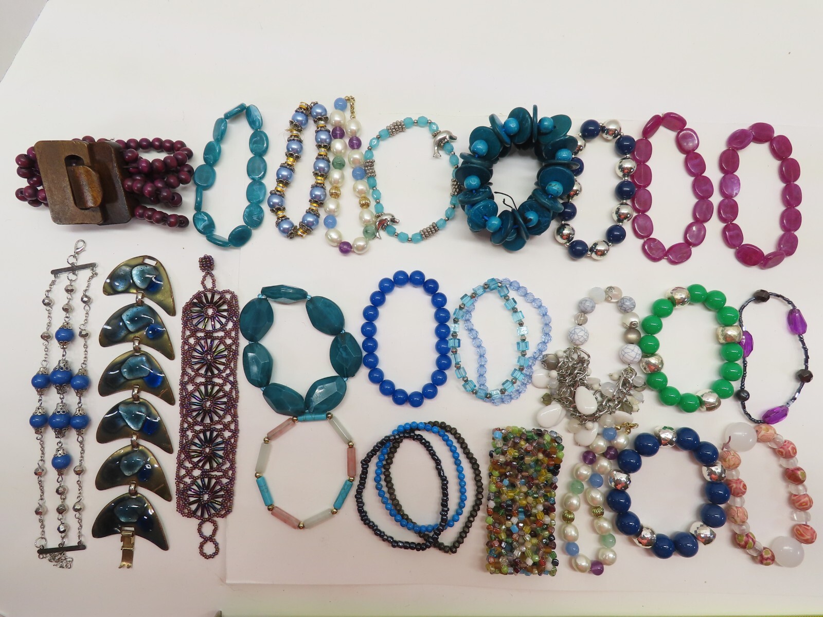 Vintage Stretch Beaded Bracelet Lot Bracelets Jewelry Awesome Seed Beads + D2526