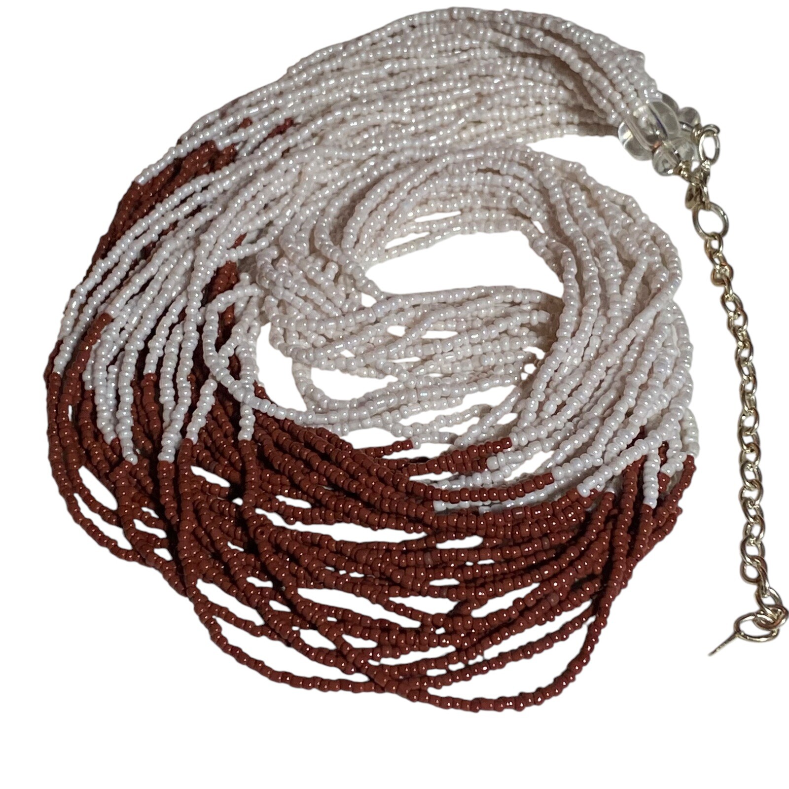 Elegant 30” Mocha Brown Seed Bead Necklace Multi-Strand Boho Layered Jewelry