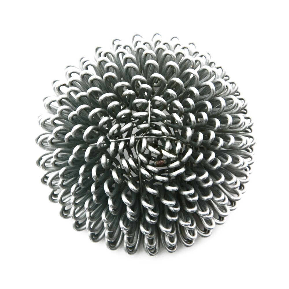 Vintage Silver Tone Metal Coil Domed Cabochon ~35mm (2) Cab863