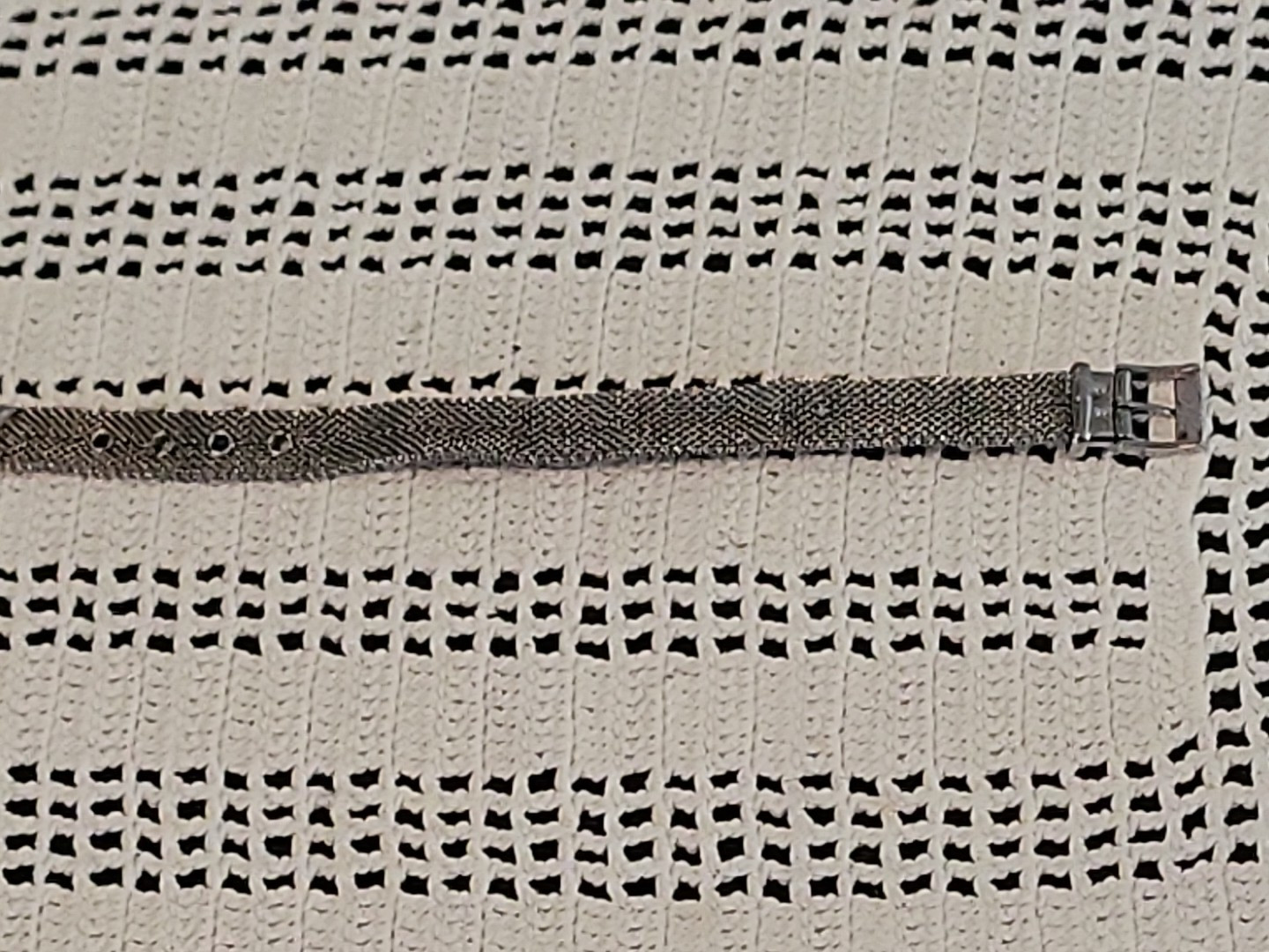 Vtg Silver Tone Mesh Chain Belt Bracelet Dark Gray Accent Adjustable 1960s