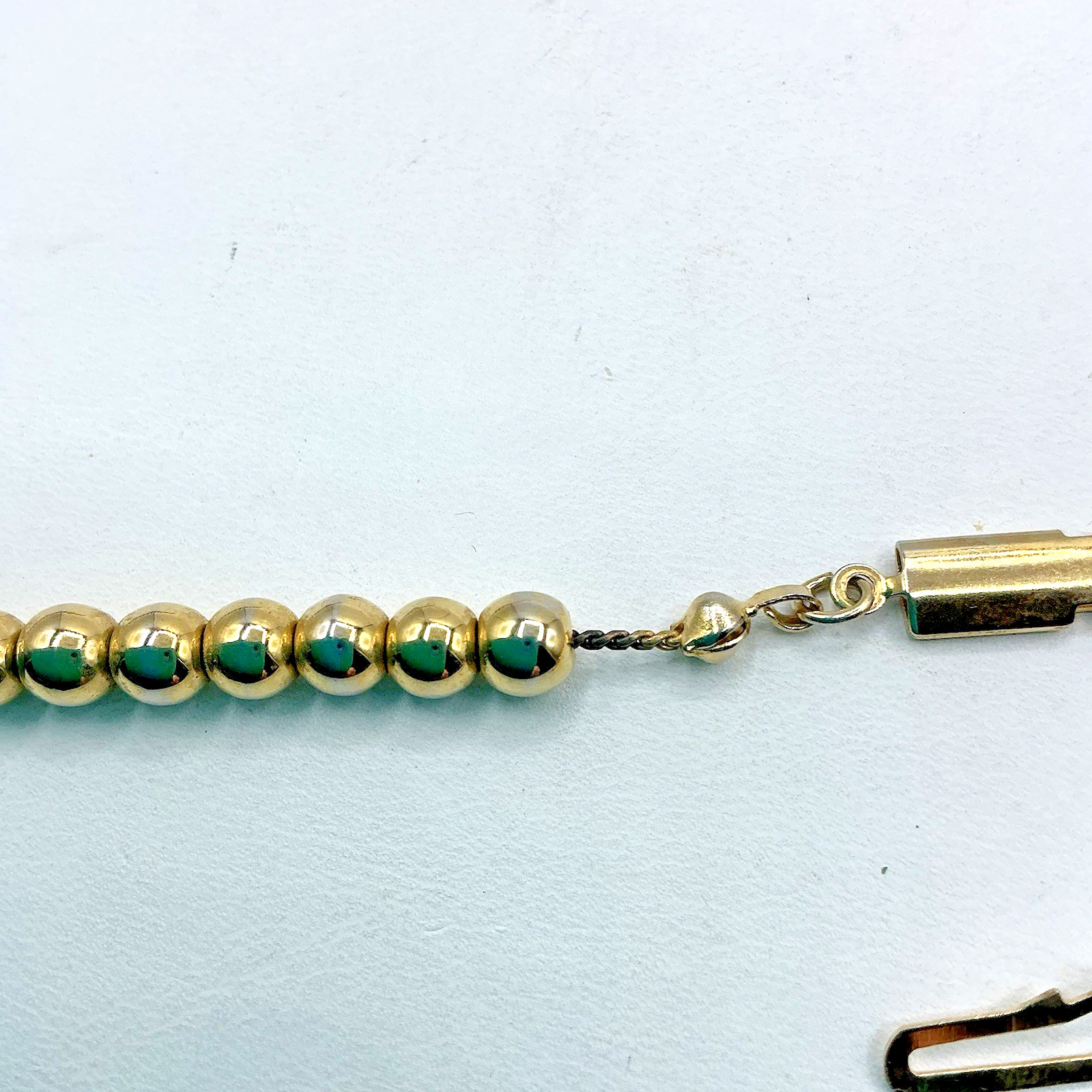 Vintage 30″ Gold Tone Graduated Bead Necklace w/ Fish Hook Clasp Unbranded