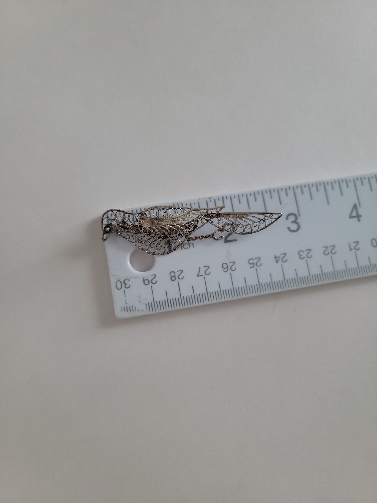 Vintage Cannetille Bird Pin Sterling Silver 925 Filigree