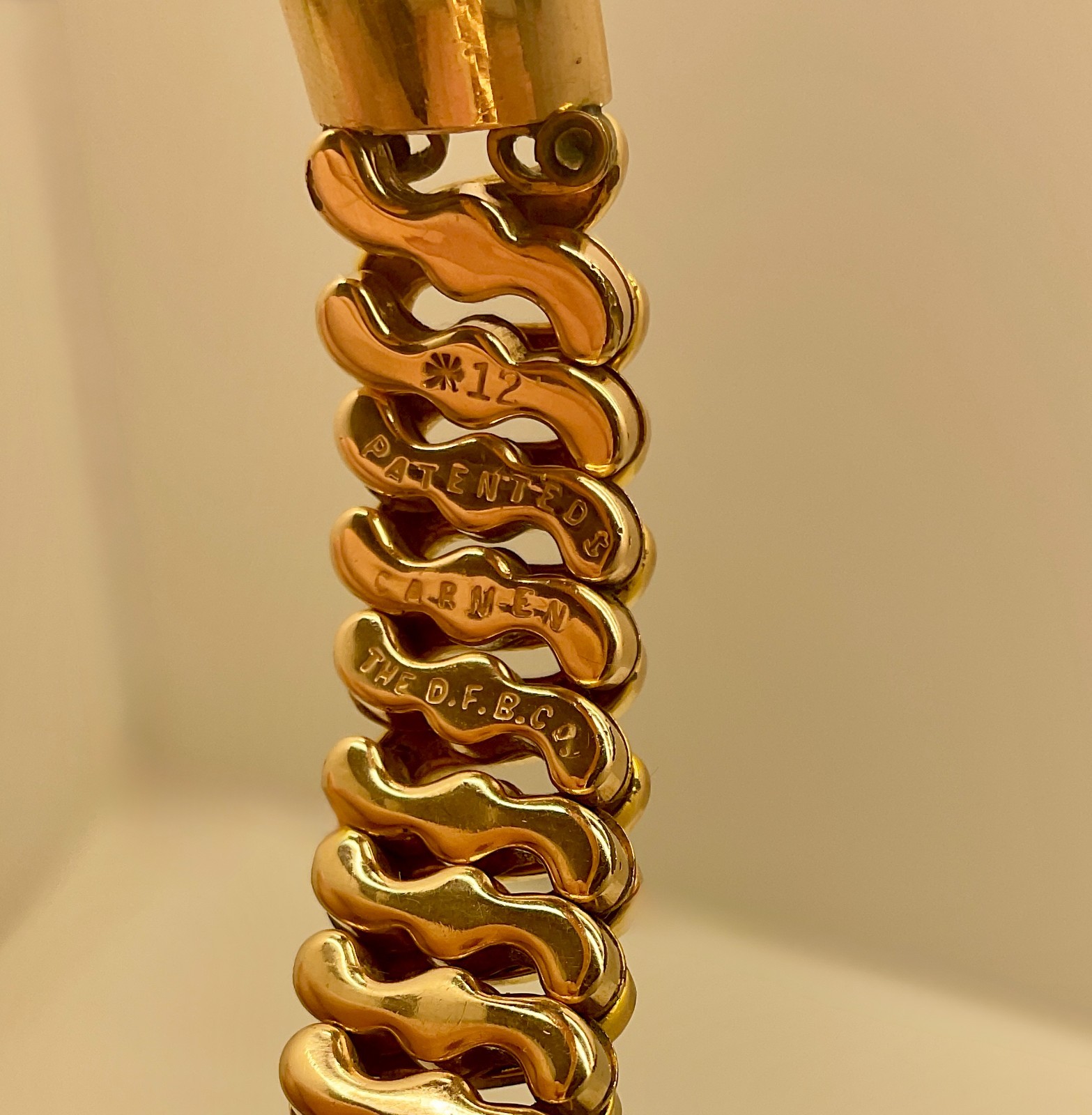 Beautiful Antique 12k Gold 1940’s The D.B.F. Co Carmen Expansion ID Bracelet