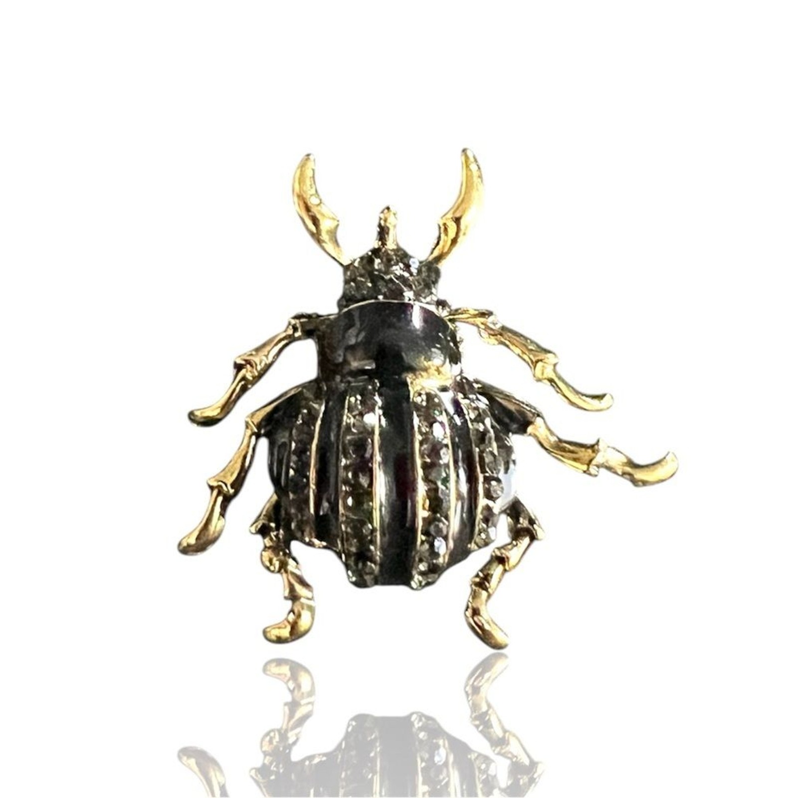 Silver Tone Bee Brooch Blue Rhinestone Crystal Insect Pin Statement Jewelry