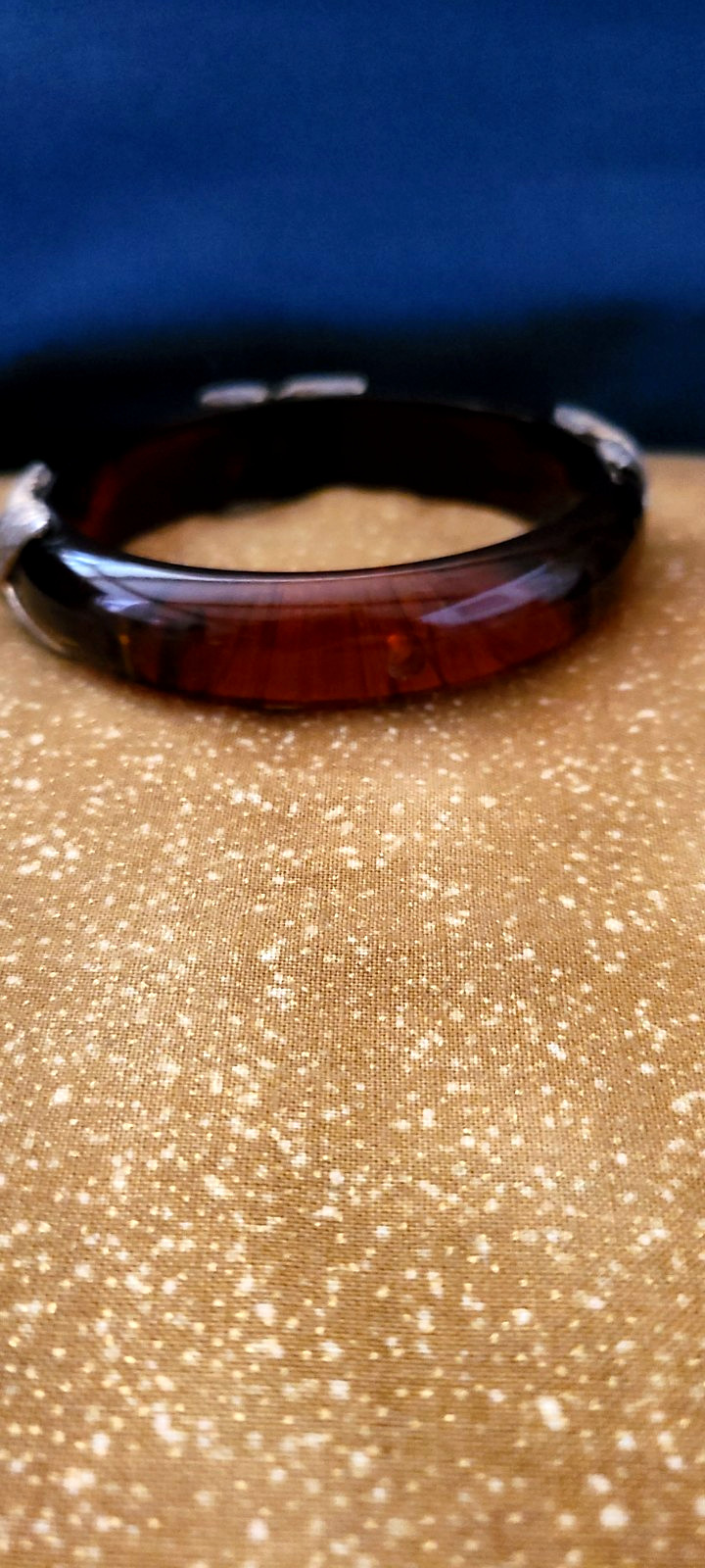 Napier Vintage Brown Lucite Bangle With Gold Tone X’s