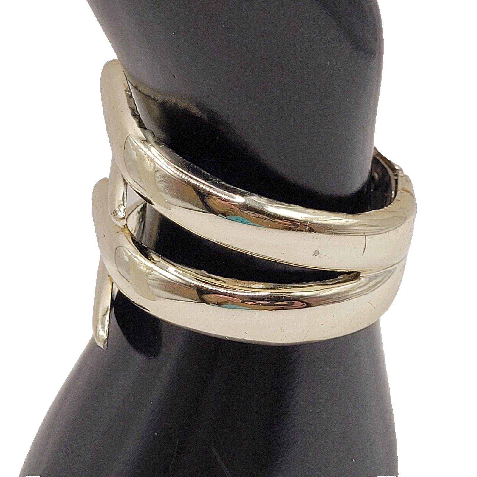 Silver Tone Modernist & Brutalist Hinged Cuff Open Metal Costume Bracelet 1980s