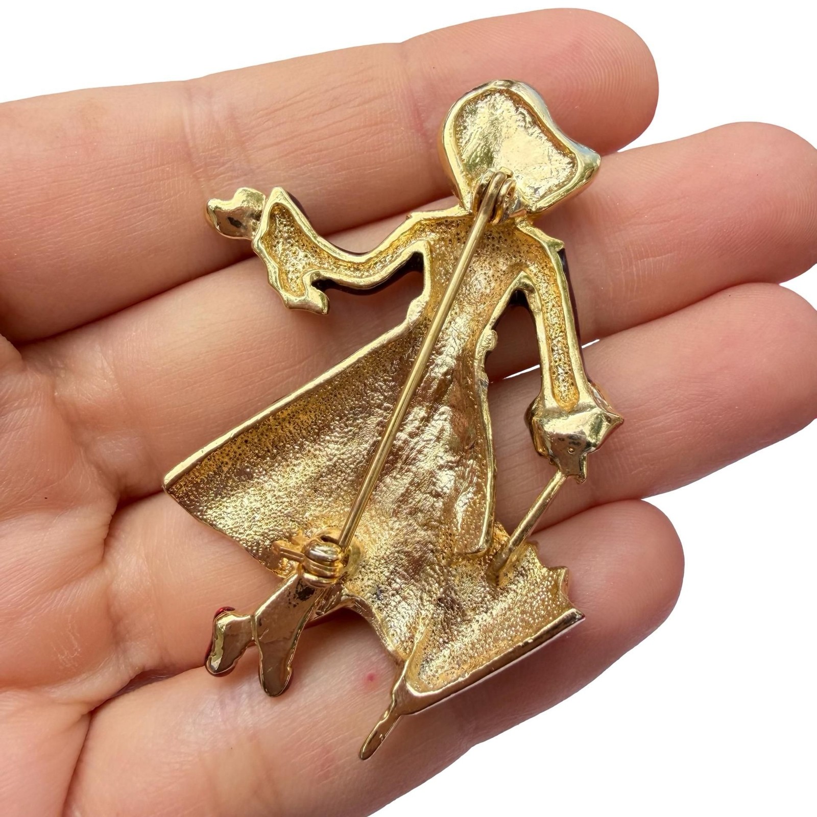 Vintage Jewelry Red Hat Society Brooch Lady Figure Pin