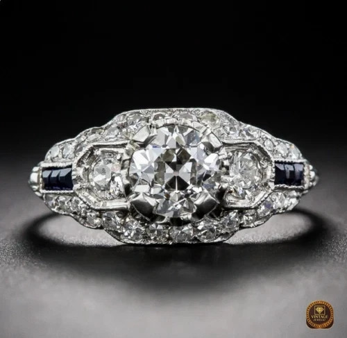 Antique Vintage Round Cut White Diamond Wedding Anniversary Ring 14k Gold Finish
