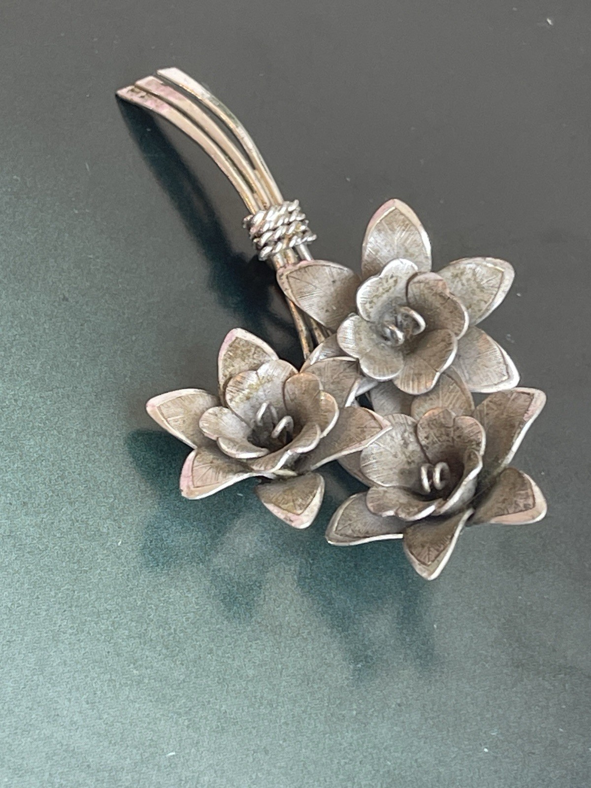 Sterling Flower Brooch Mid century