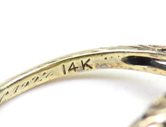 Antique 1920’s European Diamond 13KY/16KW Engagement Ring Size 4 UK-H dtd 1927