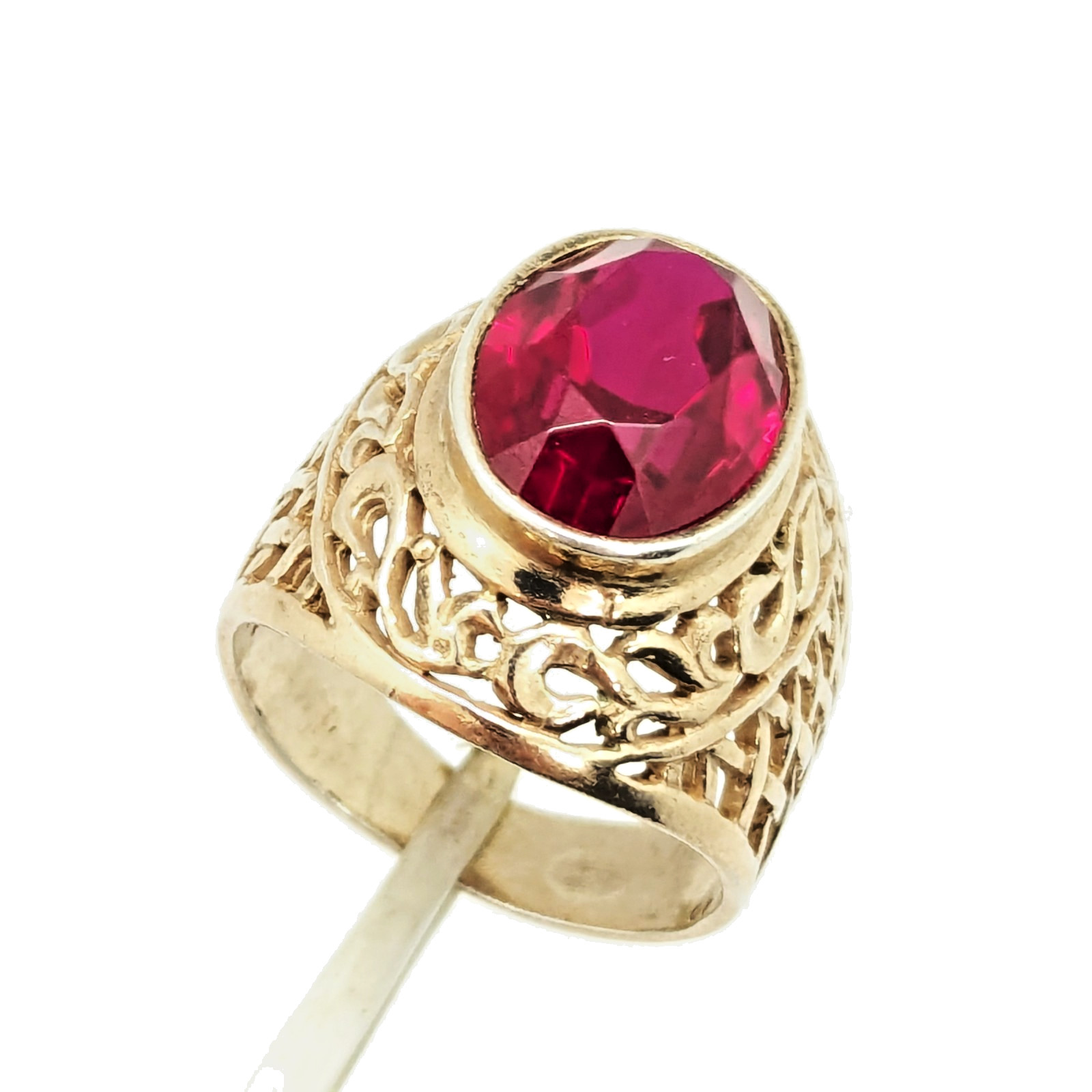 Vintage Soviet RING Silver⭐️875 stamp Star USSR with Bright Ruby -size: 8US | #8