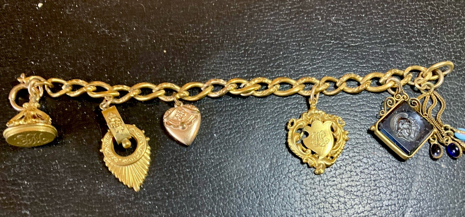 Vintage Men’s Bracelet With Multiple Gold Colored Metal Awards