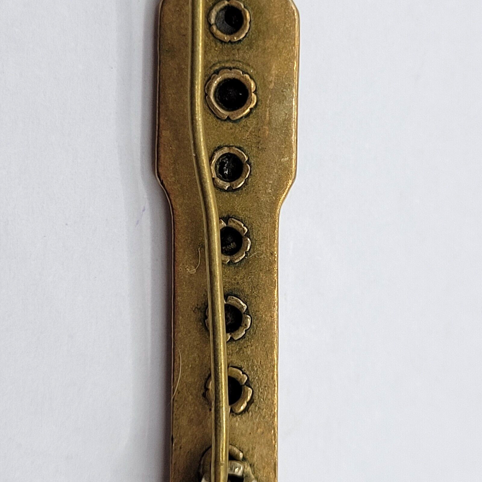 Edwardian Gold Plated with Rhinestones Brooch Bar Pin Circa 1920s