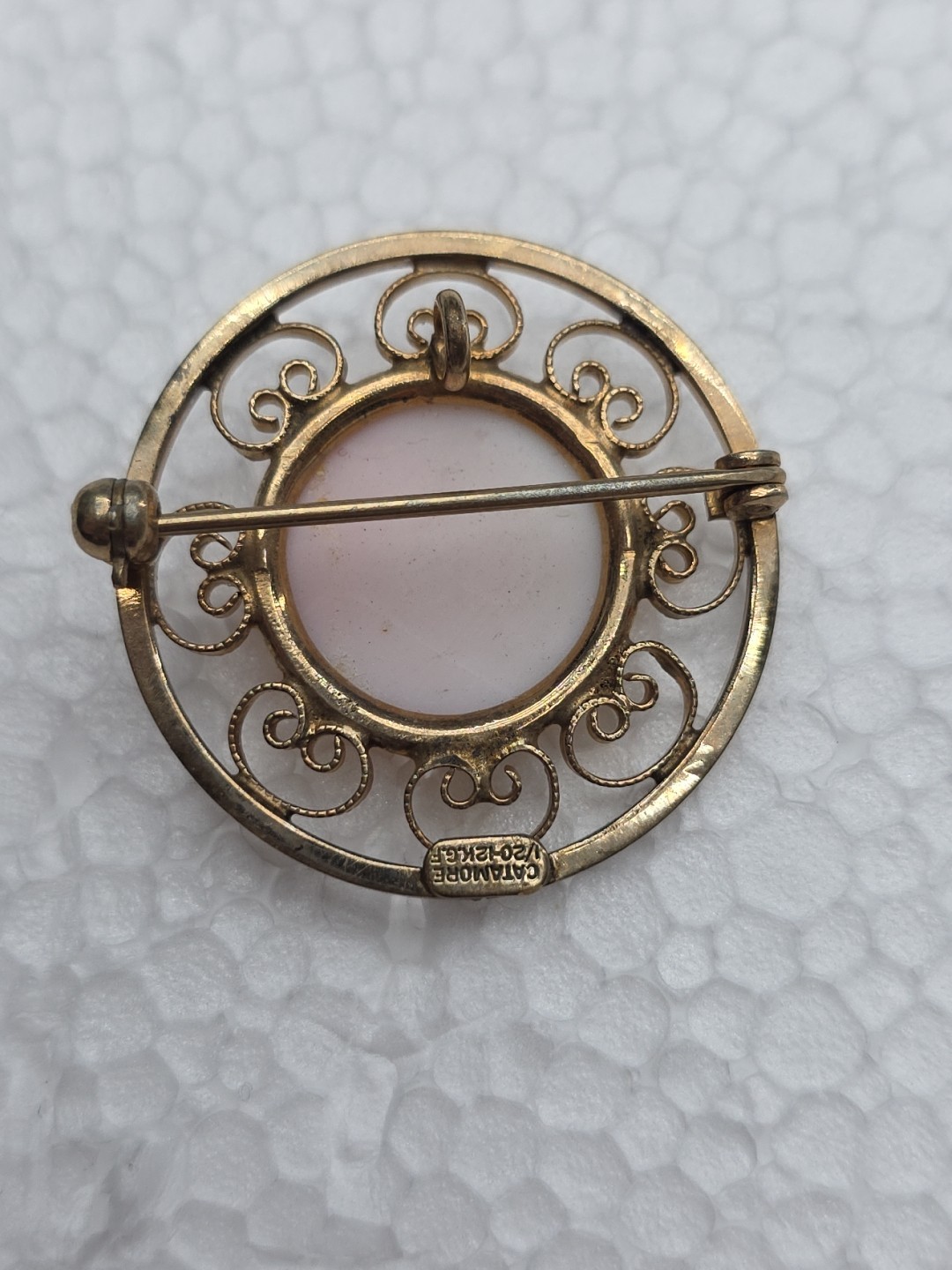 Vintage Catamore 1/20 12k Gold Filled GF Cameo Pin Brooch – 1 1/4″