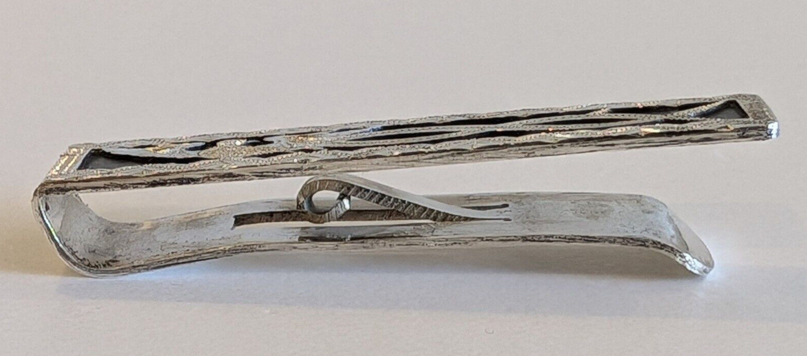 Vintage 900 Silver Etched Bird Tie Clip / Money Clip Guatemala