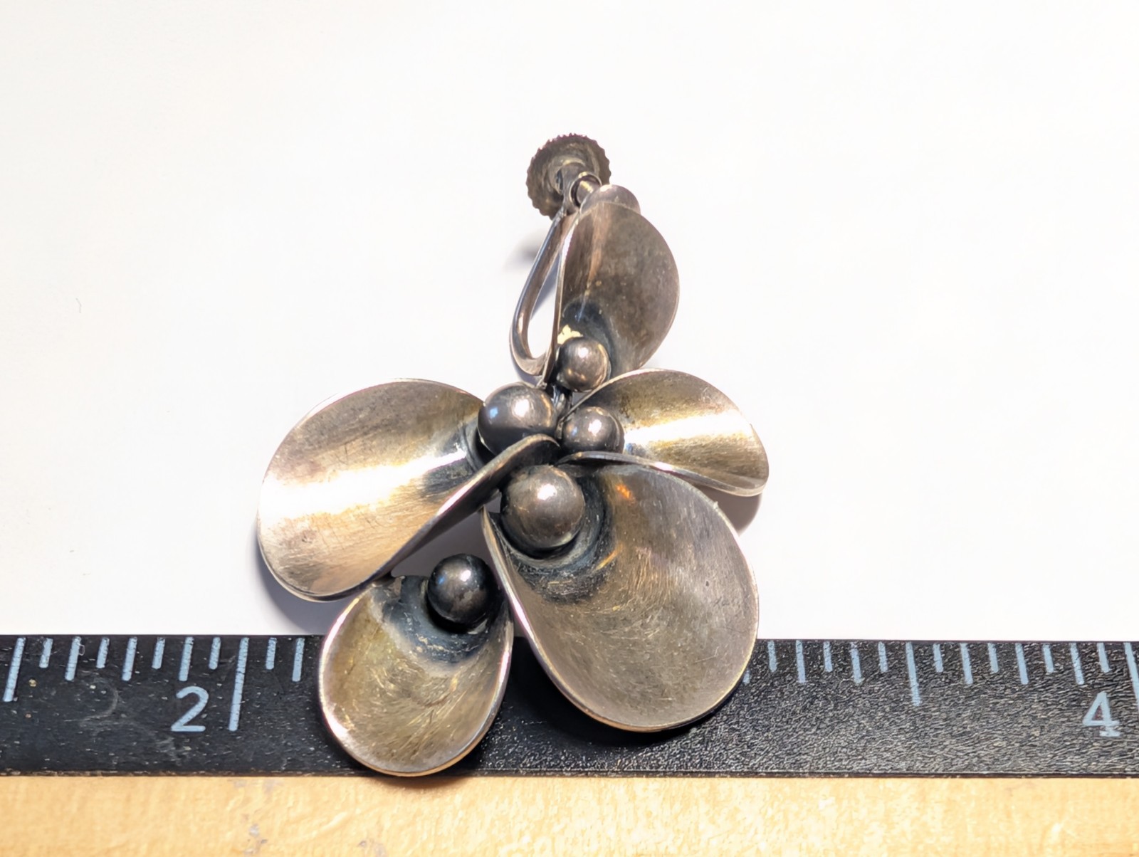 VINTAGE STERLING SILVER N.E. FROM DENMARK EARRINGS SIGNED HALLMARKED SCREWBACK