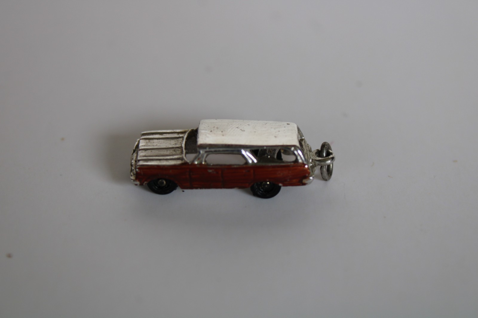 Vintage Sterling Silver Painted Enamel Station Wagon Car Charm