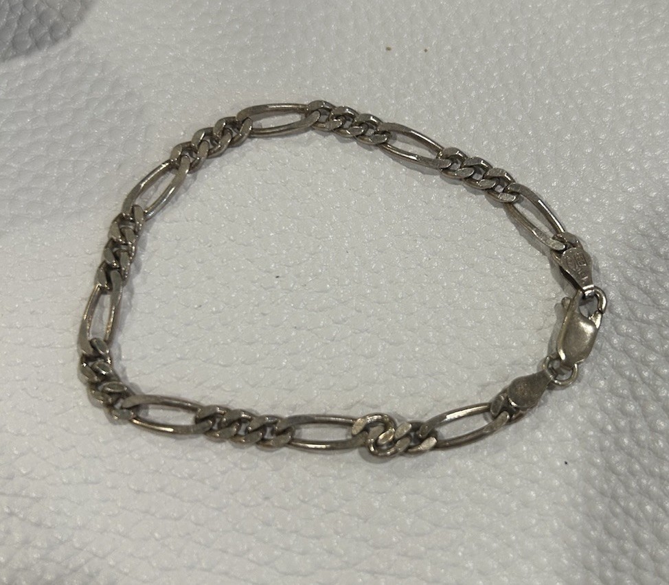 Vintage Sterling Silver Italy 925 Figaro Chain Bracelet HCT ISC PR ~ 7”