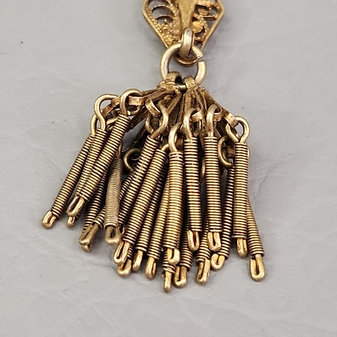 Vintage Eagle Brooch Gold Filled Filigree Tassel C Clasp Artisan Antique 3.5″