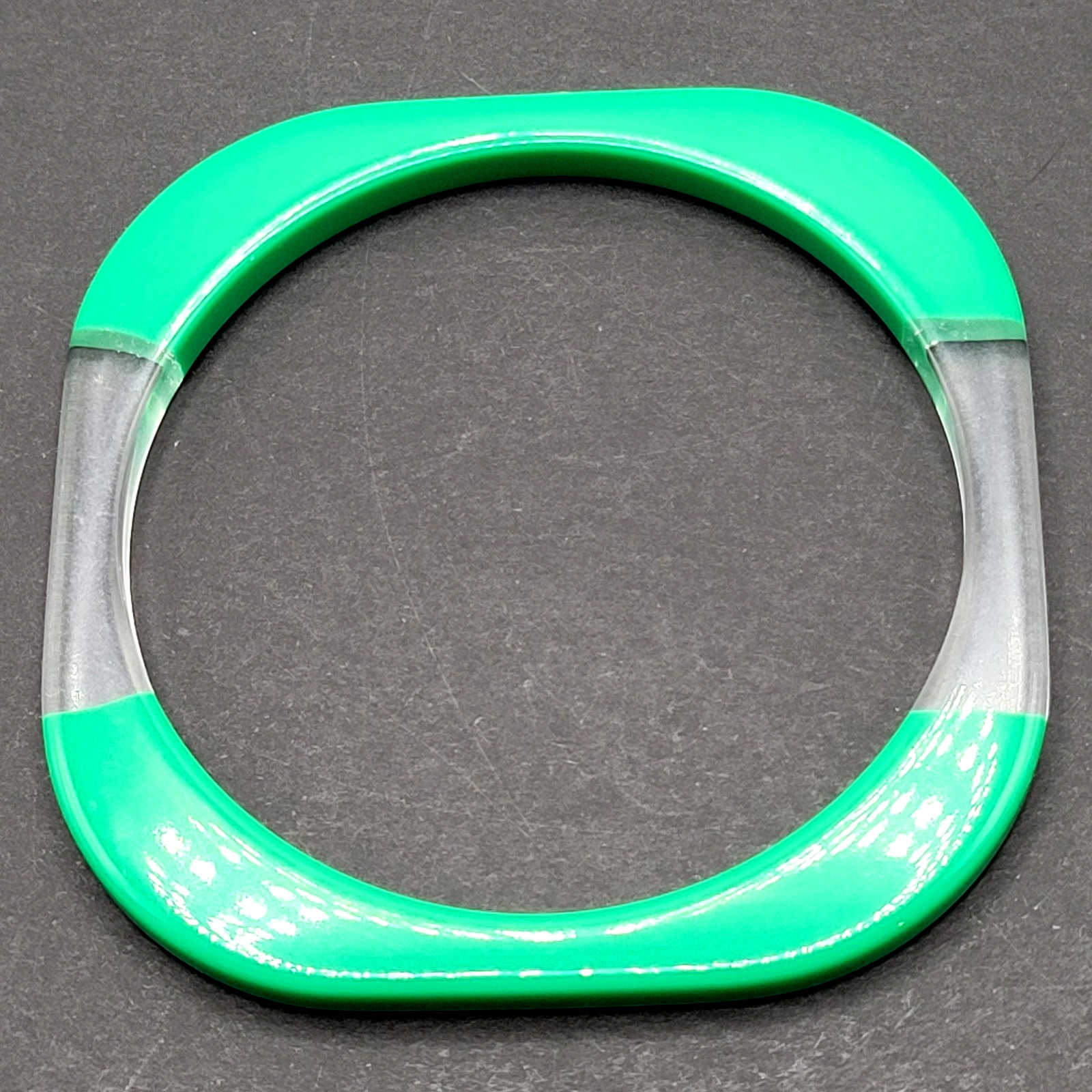 Green and Clear Lucite Bangle Bracelet Unique Retro Style Vintage 1980s