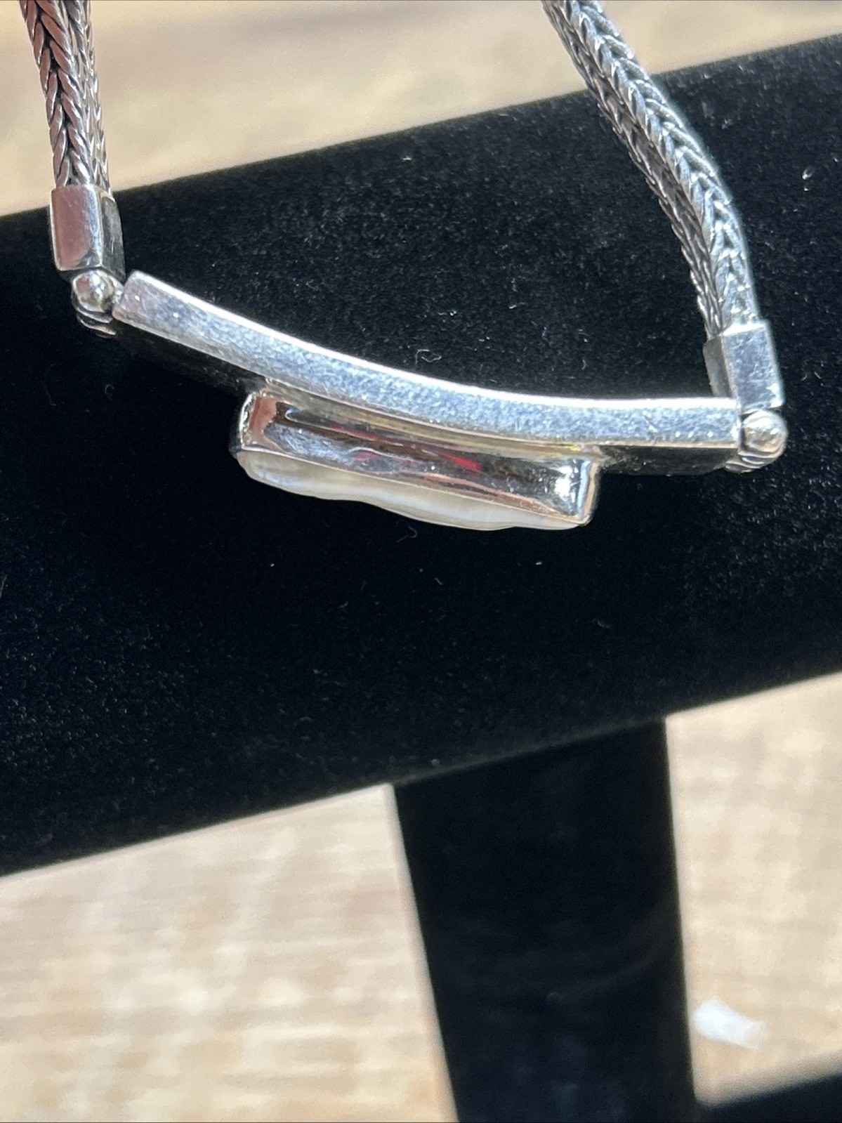 Vintage 925 NF Mother Of Pearl Bracelet-Toggle Clasp-7.25in-28 Grams