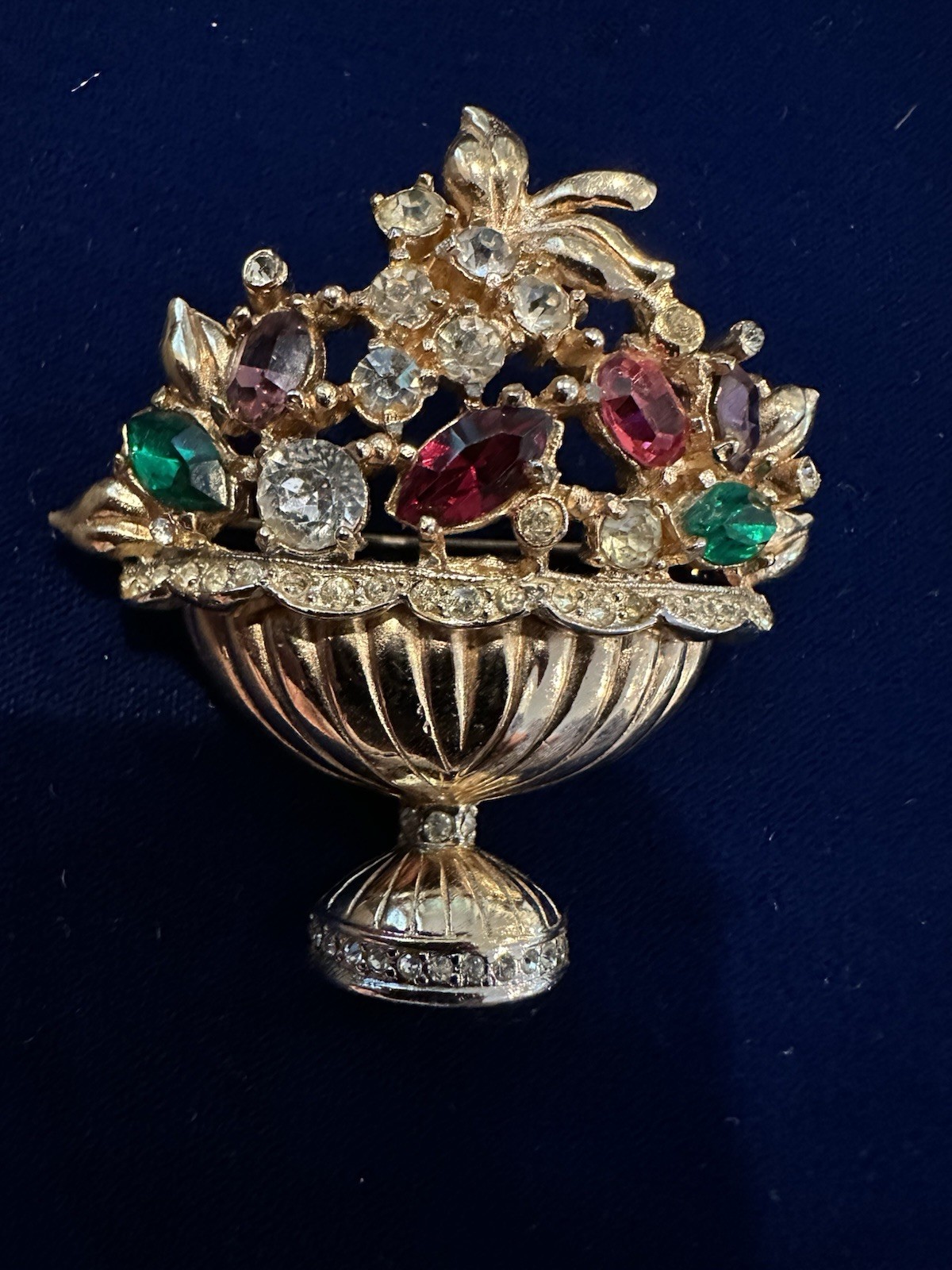 Coro Pegasus Signed Rhinestone Basket Brooch/Pin & Earrings Set Amazing READ
