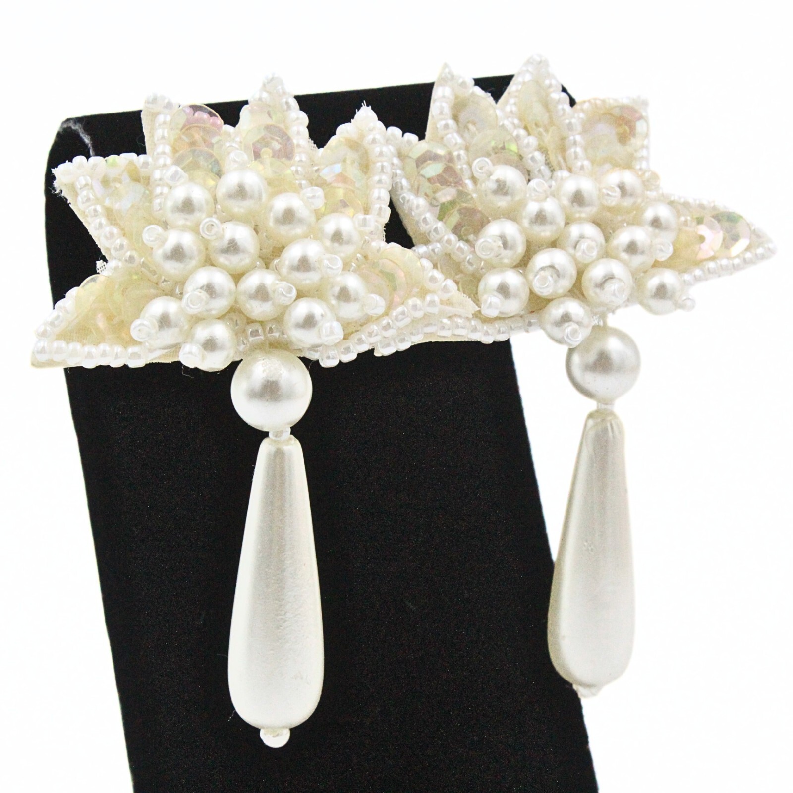 Classic Tear Drop Faux Pearl Cluster Acrylic Beach Dangle Drop Earrings