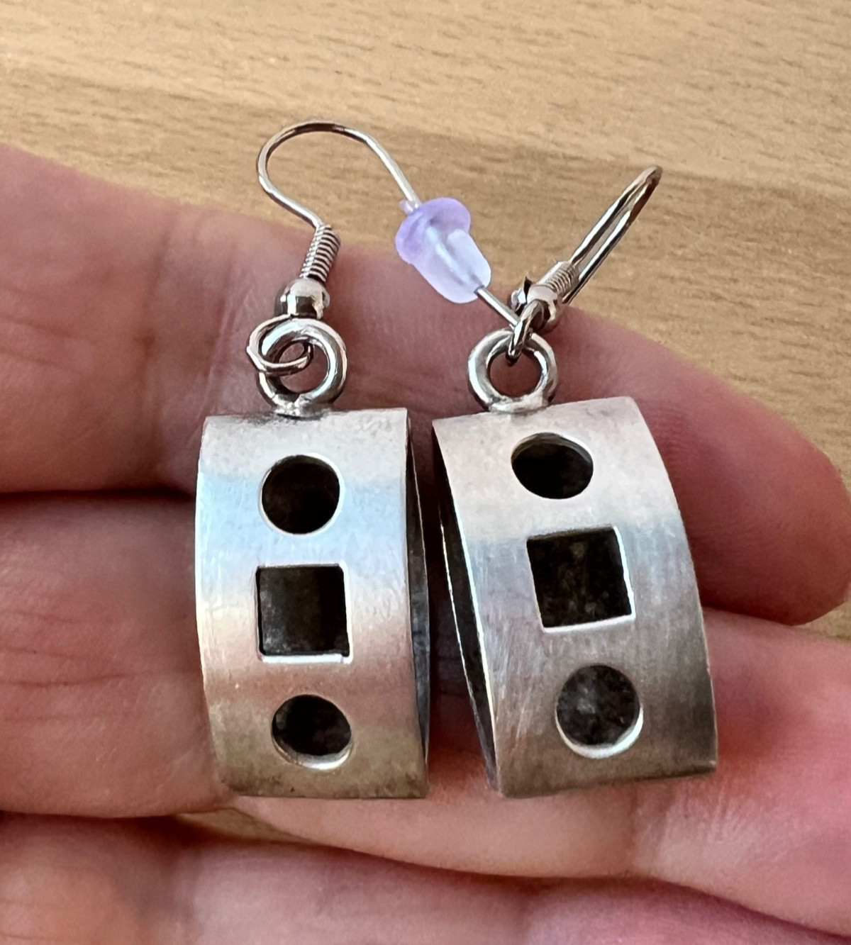 VINTAGE DESIGNER FORBES 925 STERLING SLVER GEOMETRIC DANGLE DROP EARRINGS UNIQUE