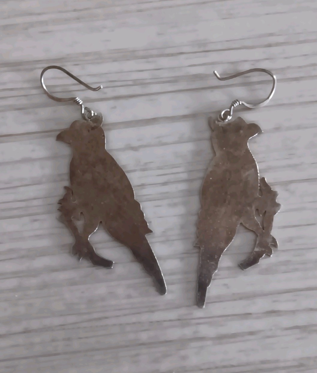 Vintage Silver-Tone Parrot Bird Shaped Dangle Earrings