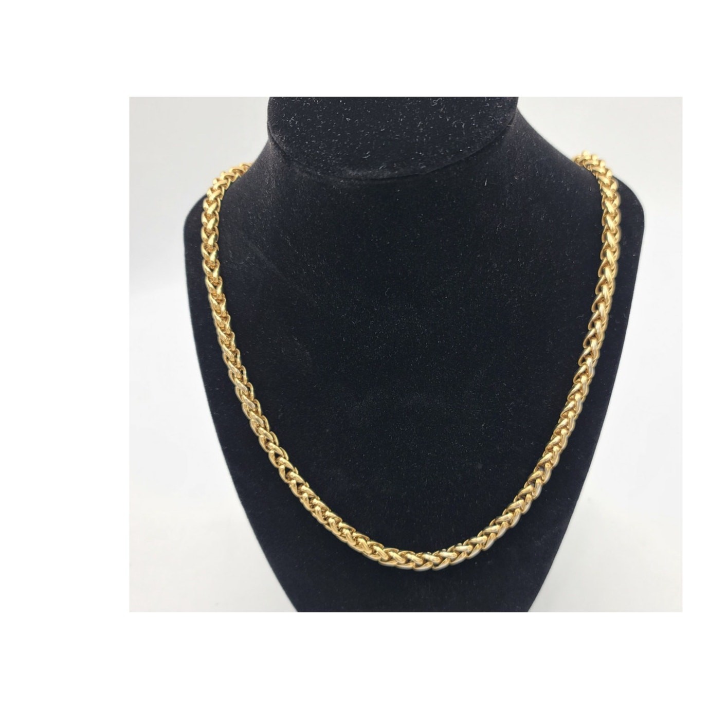 VTG 24″ Monet Triple Gold-Plated Hollow Wheat Spiga Link Braided Chain Necklace