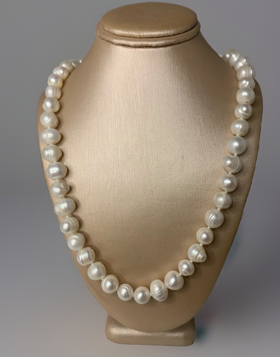 VTG Genuine Natural Freshwater Pearl 925 Sterling Silver Clasp Necklace 45cm