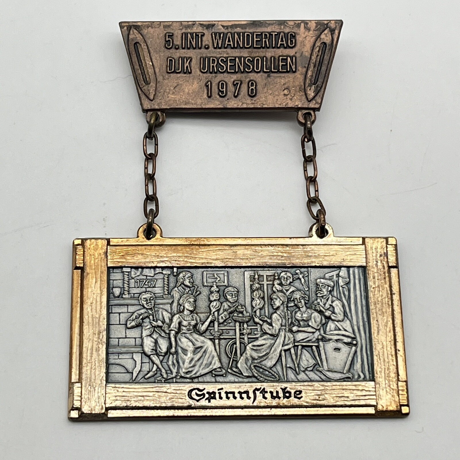 German Hiking Medal Brooch 1978 Wandertag Signed Carl Poellath