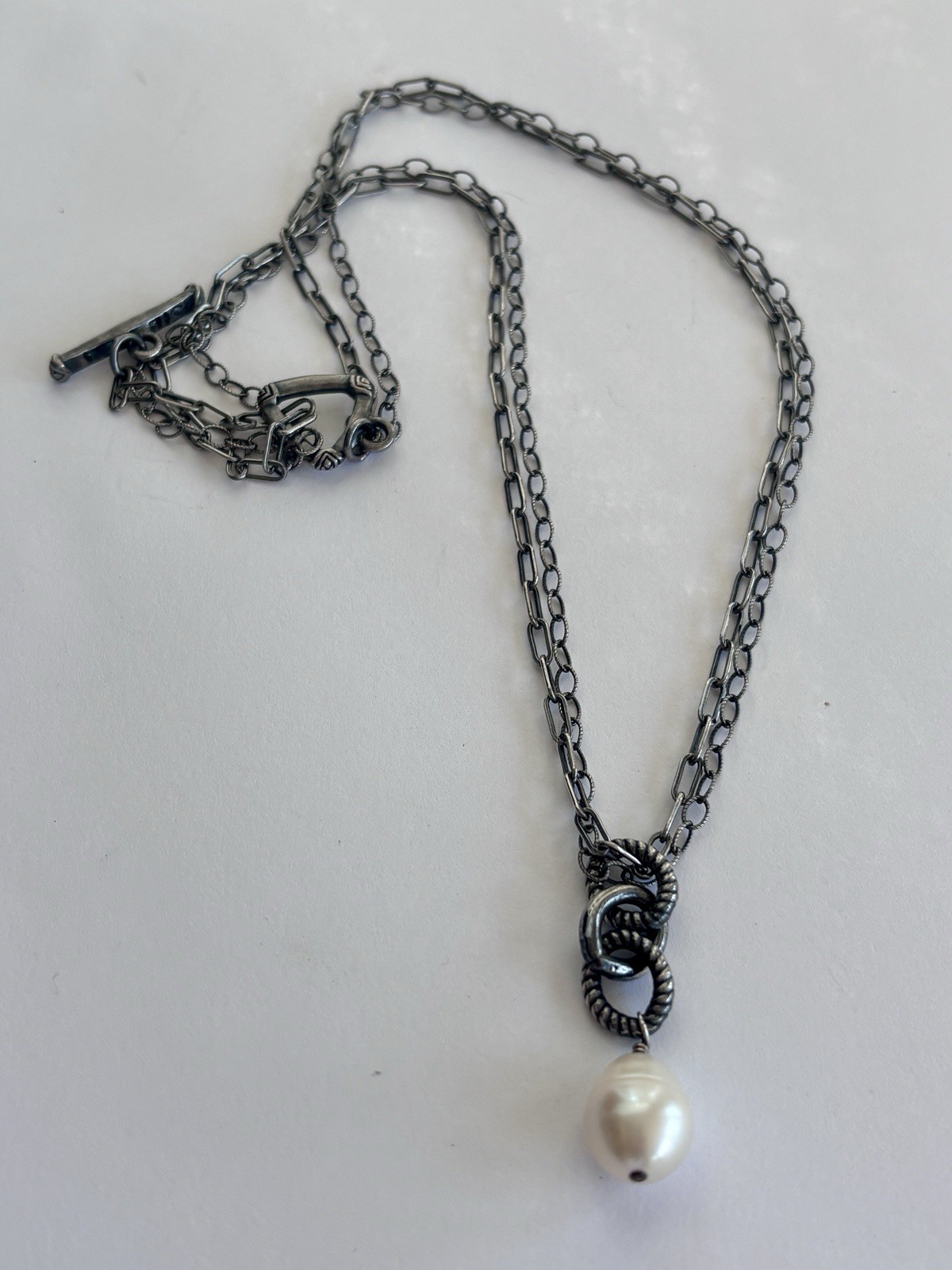 Silpada 925 Sterling Silver Chain Freshwater Pearl Chain link Necklace 18”