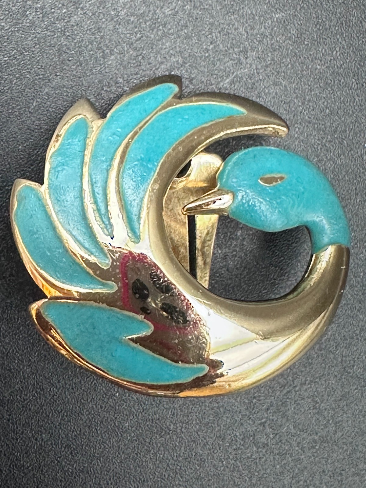 Vintage Orene Paris Gold‑Tone Enamel Bird Clip‑On Earrings • Turquoise Blue