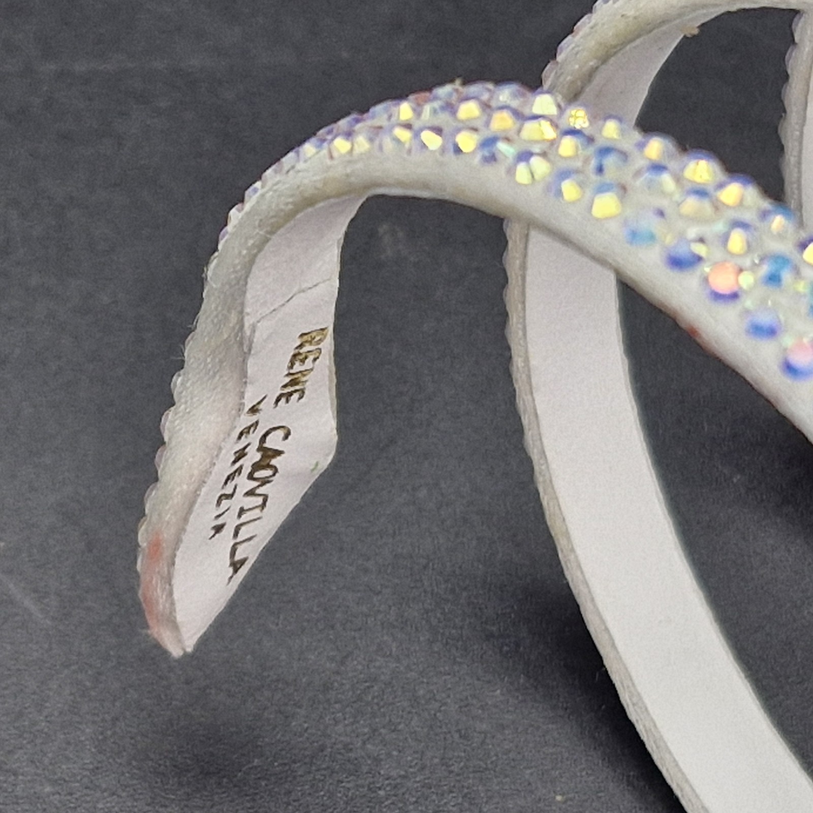 Rene Caovilla Italy White Cleo Snake Wrap Bracelet Leather Rhinestones